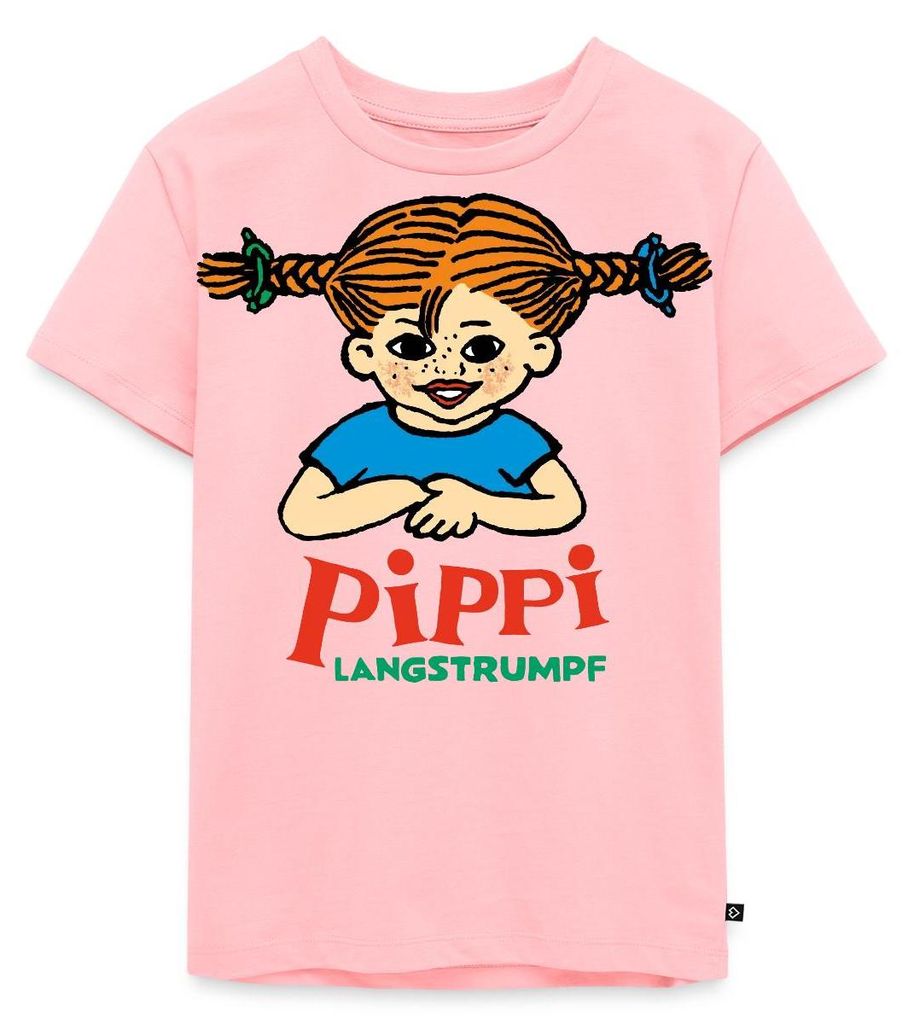 Spreadshirt Pippi Langstrumpf Logo Kinder Premium T-Shirt, 110/116 (4 Jahre), Rosa