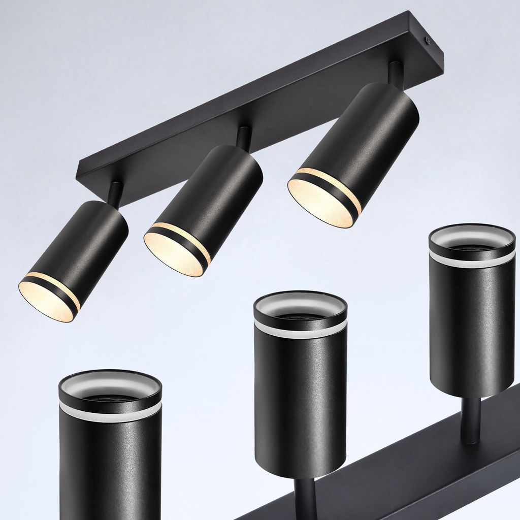 Prime Spot 867-3-BK Elegante Deckenleuchte in Schwarz mit 3x GU10 Fassungen