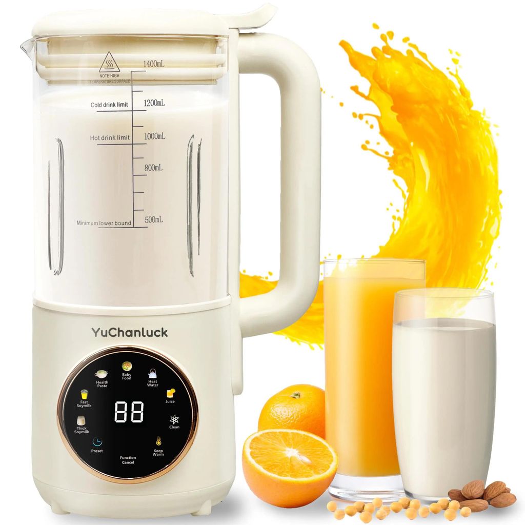 Sojadrink- & Nussdrinkbereiter - Kochmixer - Glasbehälter - Warmhalten - 16 Klingen - Antihaft - Selbstreinigung - Timer