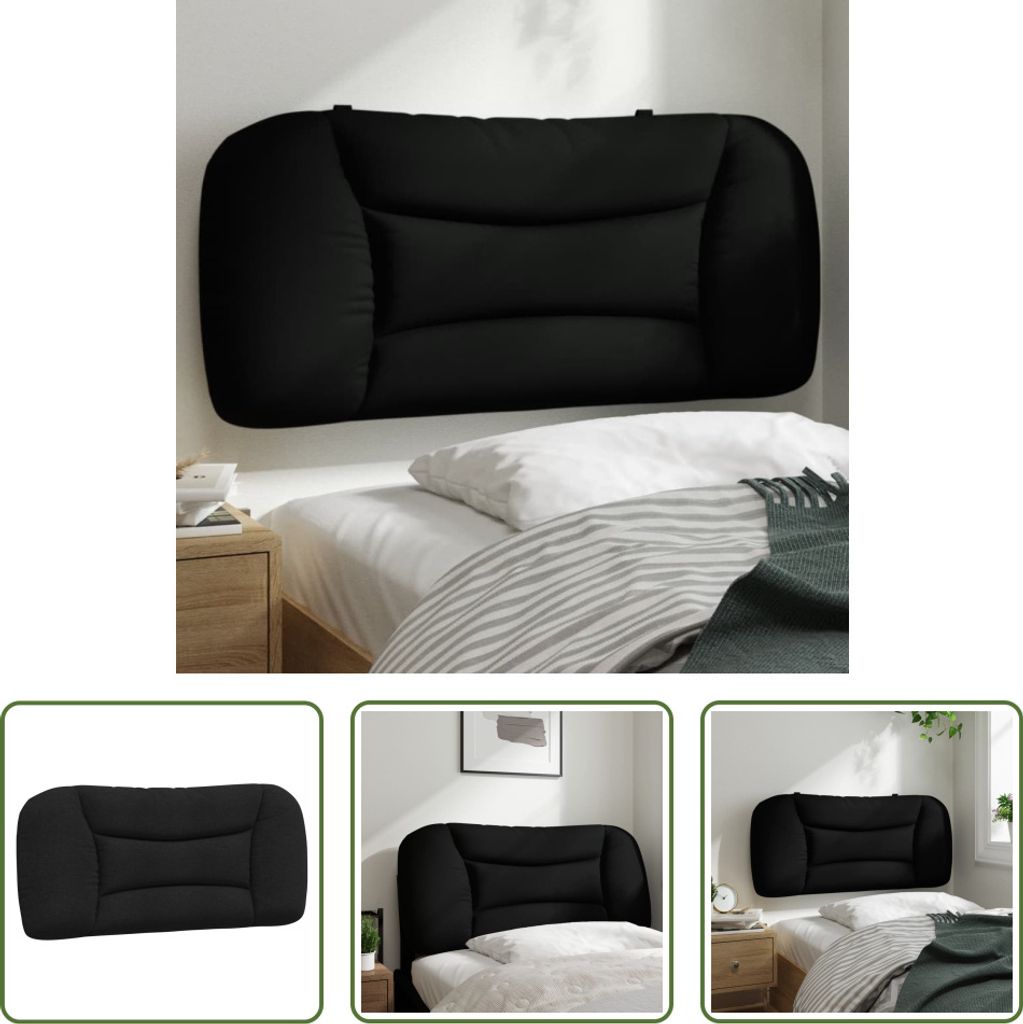 The Living Store Kopfteil-Kissen Schwarz 80 cm Stoff
