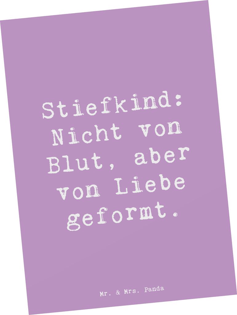 Mr. & Mrs. Panda Grußkarte Spruch Stiefkind von Liebe - Lavendeltraum - Geschenk, besondere Rolle, Bindung, Verwandte, Ansichtskarte, einzelkarte,...