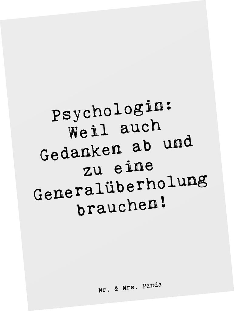 Mr. & Mrs. Panda Postkarte Spruch Psychologin Gedanken - Weiß - Geschenk, Postkarten, einfühlsam, Dankeschön, Generalüberholung, personalisiert...