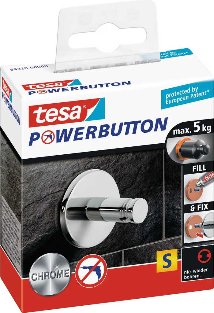 Petit crochet universel tesa Powerbutton chrome résistant à l'eau