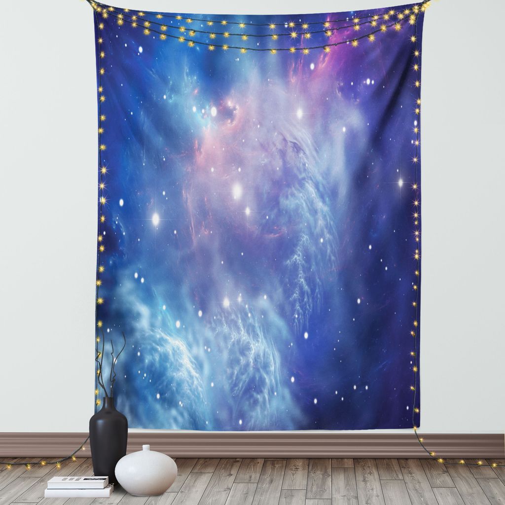 ABAKUHAUS Weltraum Wandteppich, Weltraumnebel Galaxie mit Sternhaufen Zeit des Atoms Astronomisch Kosmisch Muster, Wohnzimmer Schlafzimmer Seidiger...