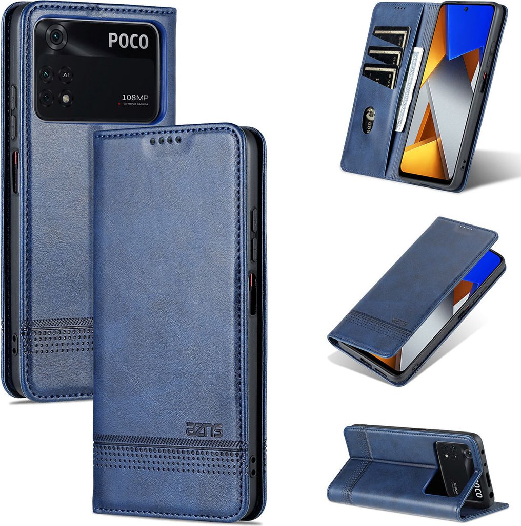 Xiaomi Poco X4 Pro 5G Leder Hülle, Klapphüllen Brieftasche Magnetverschluss Ständer Schutzhülle für Xiaomi Poco X4 Pro 5G Blau