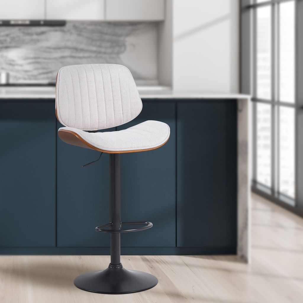 Barhocker HLO-CP309 Stoff schwarz walnuss/creme