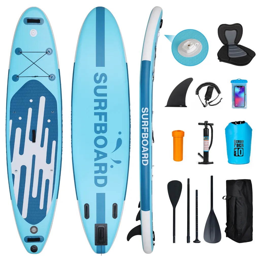 Planche de Stand Up Paddle Gonflable Bleu 10'6 avec Support Caméra MB