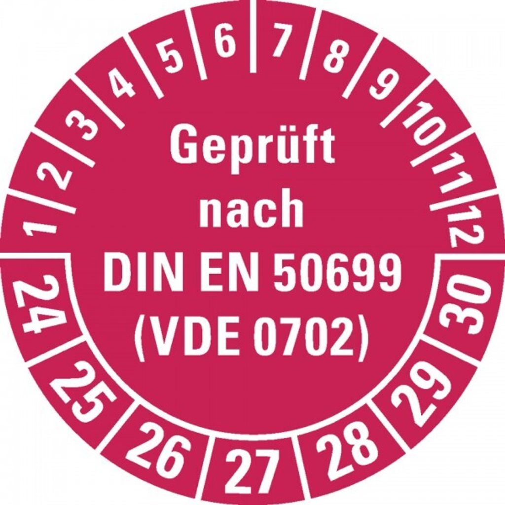 Dreifke Prüfplakette nach DIN EN 50699(VDE 0702) 24-30, rot, Dokumen...