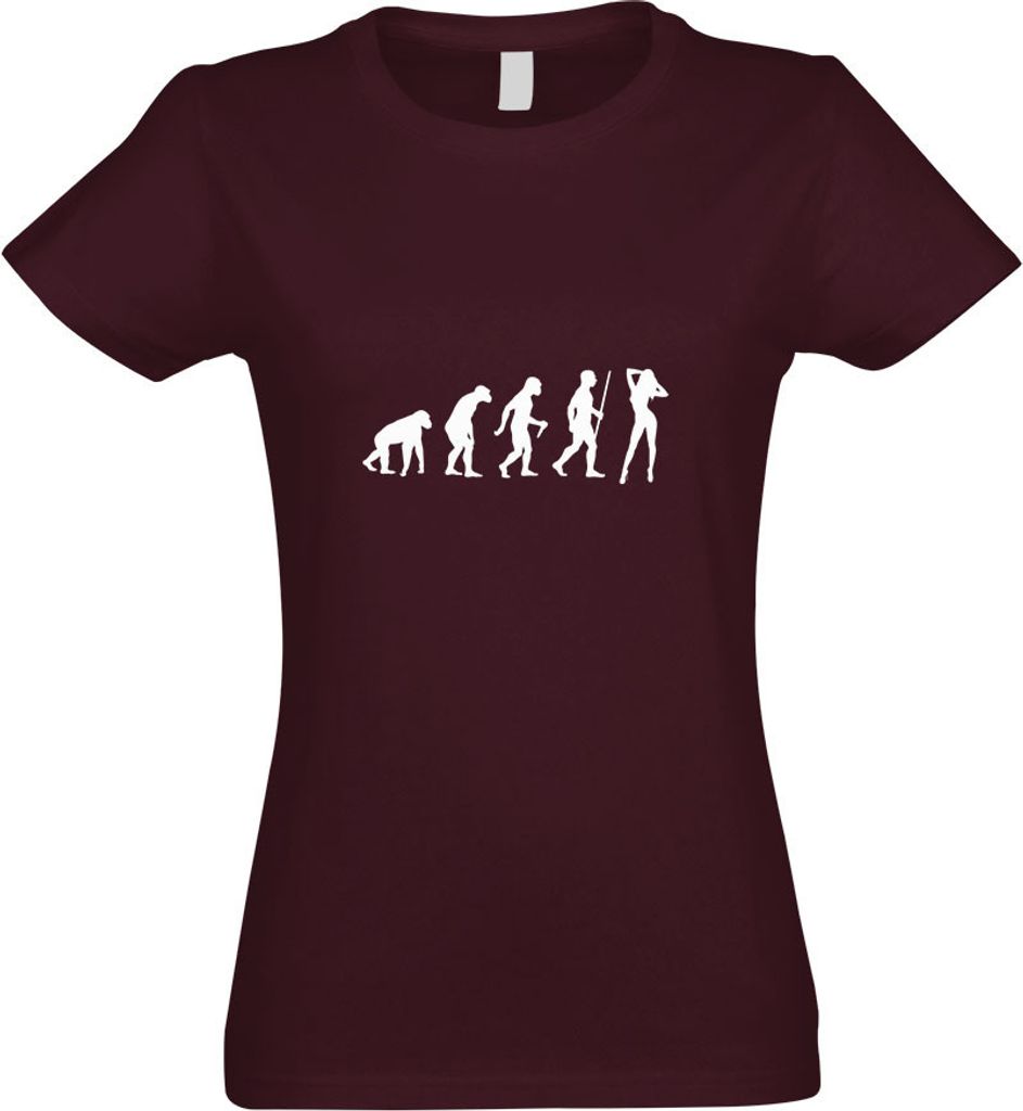 Kiwistar - T-Shirt tailliert - Damen - Burgund - y Girl Hot Body Evolution - mit Motiv Bedruckt - Funshirt Design - Sport - Freizeit - Damen - S