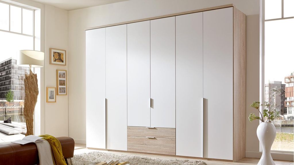 Kleiderschrank New York A ca. 270x208 cm Alpinweiß Eiche sägerau
