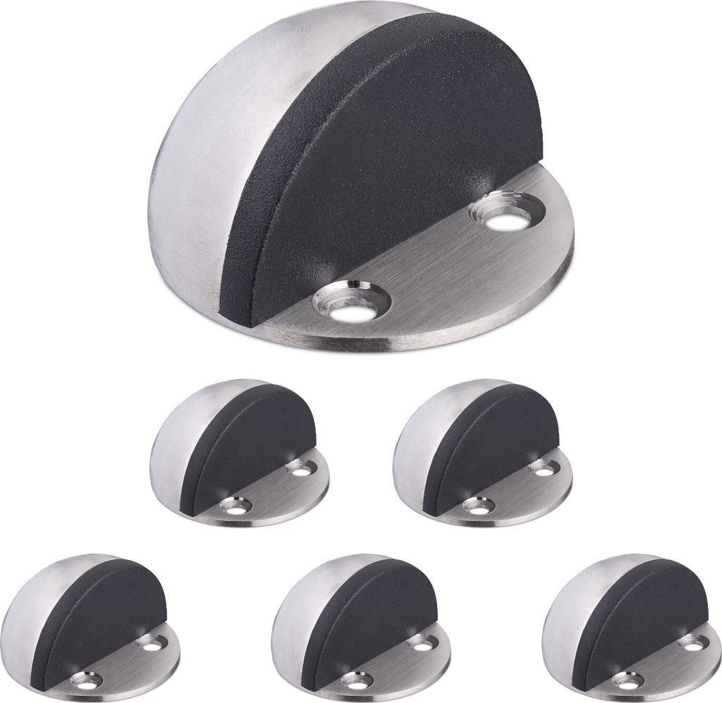Butées de porte Relaxdays, lot de 6, à visser et à coller, Image du produit 