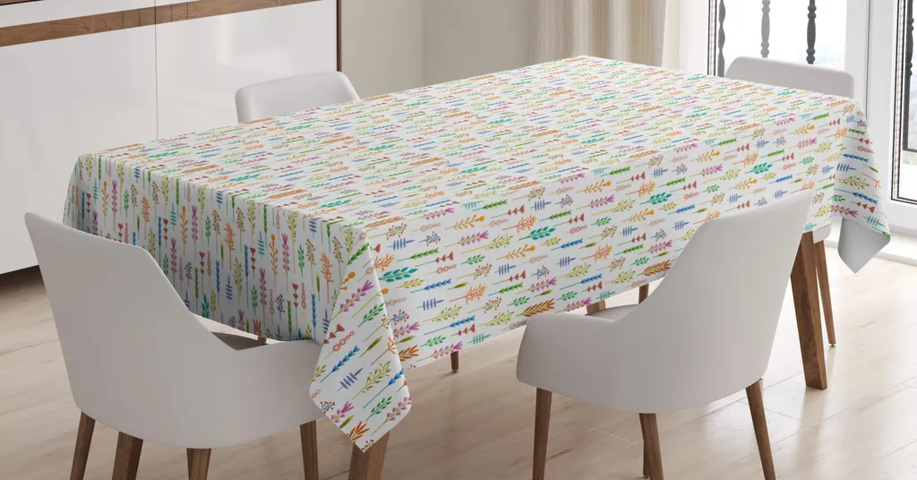 ABAKUHAUS Tovaglia Antimacchia 140x200 cm Fiori e Geometrie