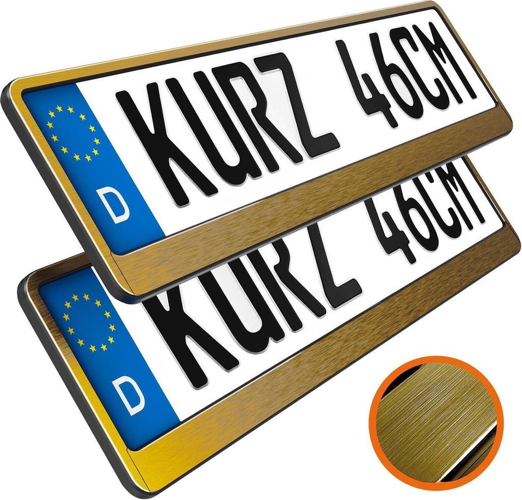 2 Stück Kennzeichenhalter kurz 46 cm Chrom gebürstet Produktbild 