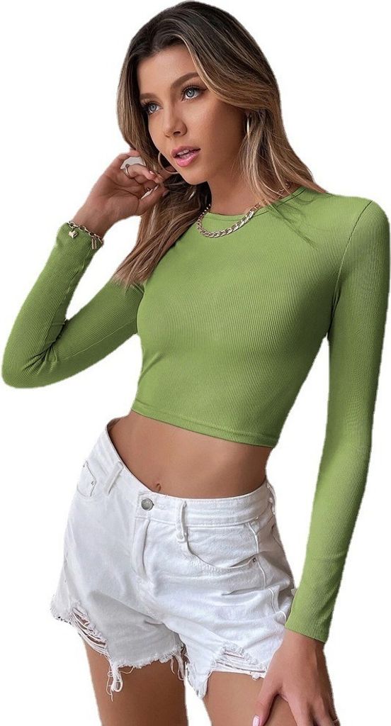 INF Gestricktes Langarm-T-Shirt Grün M