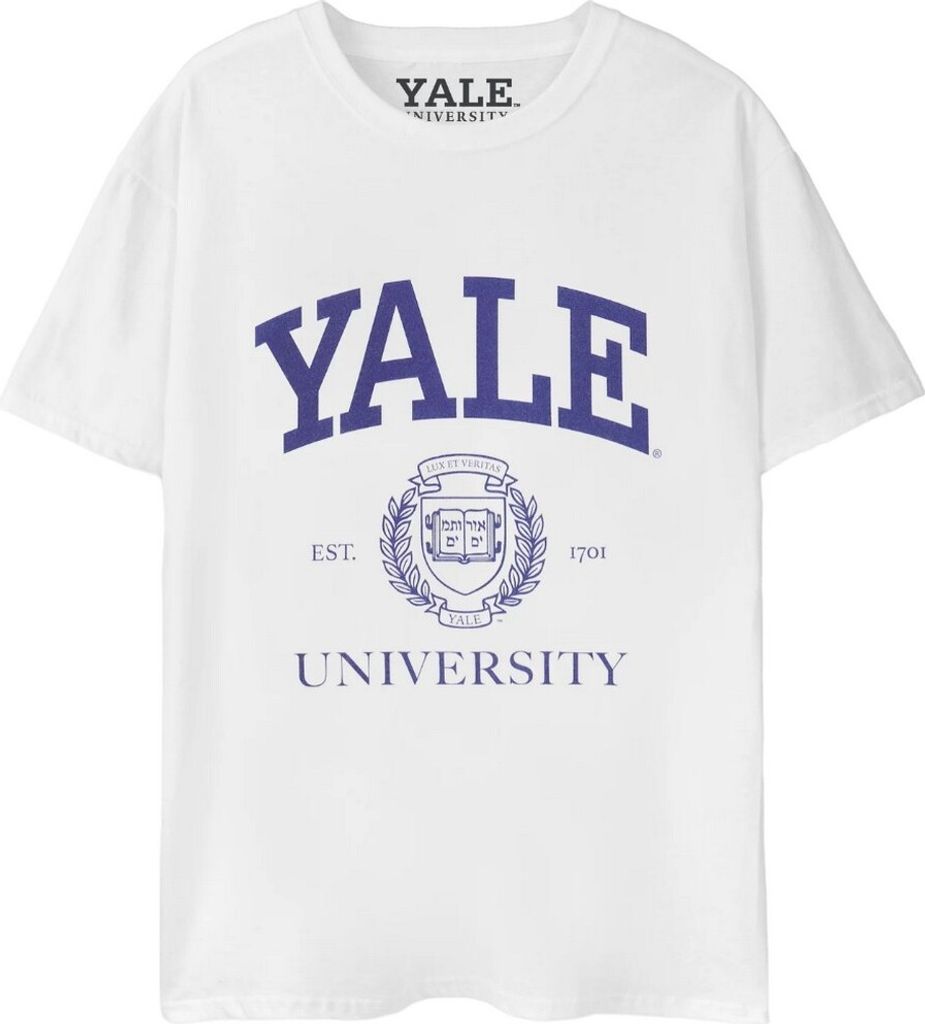 Yale - T-Shirt für Herren/Damen Uni kurzärmlig NS8291 (L) (Weiß)