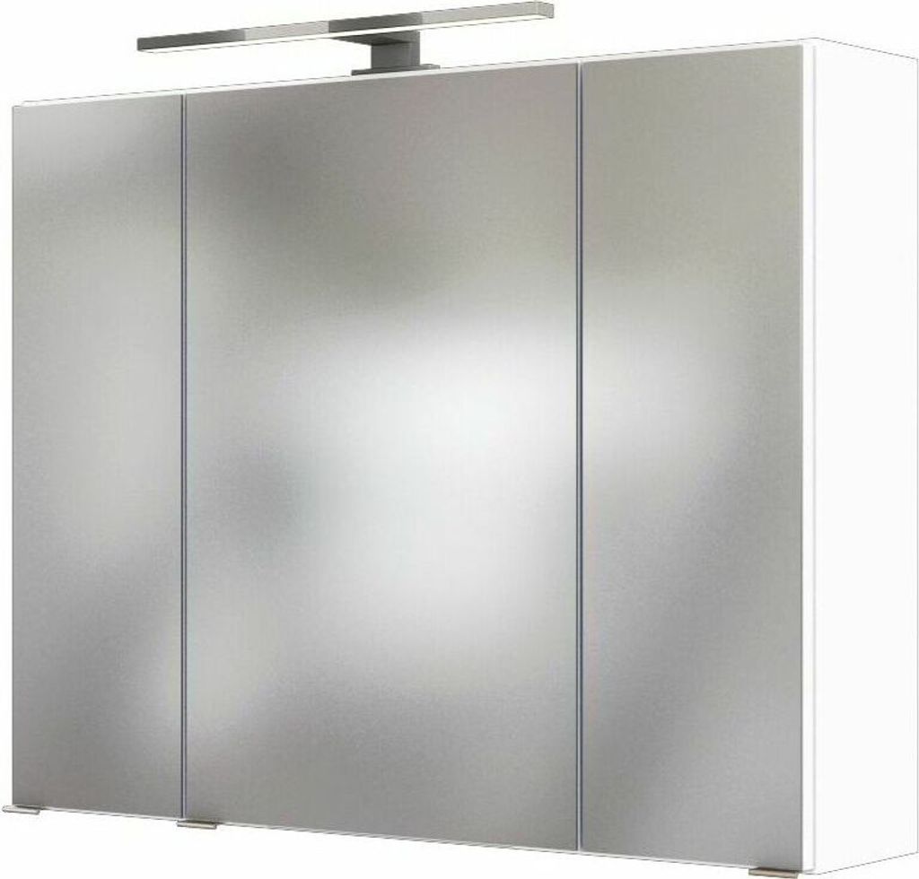 Spiegelschrank Kornel 80cm 3 Türen und LED-Beleuchtung - weiß