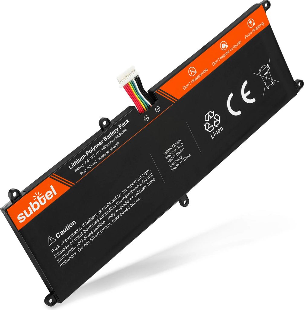 subtel 1x Akku für Notebook Kompatibel mit Dell Latitude 5175, Latitude 11 (5175), Latitude 11 5175, T04E - (4600mAh, 7.6V)