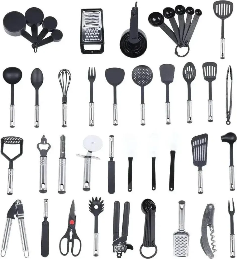 Set di utensili da cucina - Utensili da cucina - Metallo - CE/UE - Oltre 10 pezzi - Nero