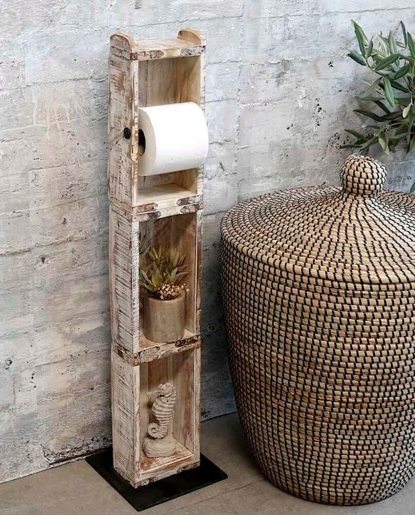 Chic Antique Stand Toilettenpapierhalter Ziegelformen Grimaud Antik-Stil Weiß