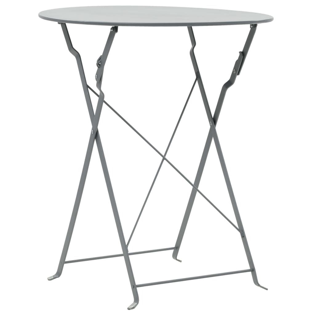 " " 3-tlg. Bistro-Set - CLORIS - Balkonmöbel/Tisch & stühle - Stahl Grau NeuMöbel 8373396
