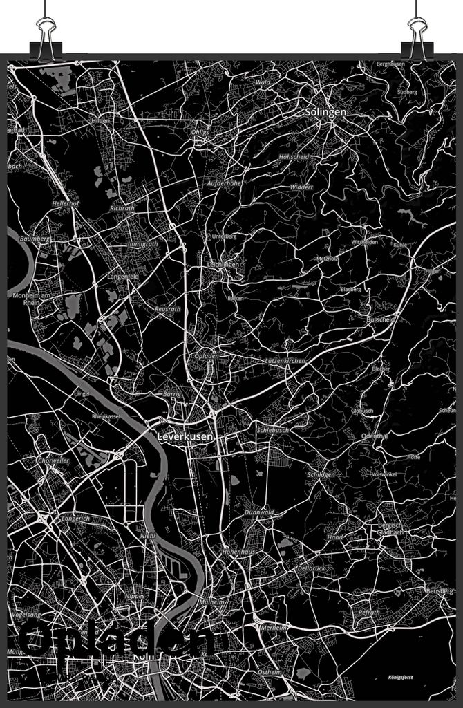 Mr. & Mrs. Panda Bild Opladen DIN A4 - Geschenk, Deko, Kunstdruck, drucke, poster, Stadt, Dorf Karte Landkarte Map Stadtplan, wanddeko