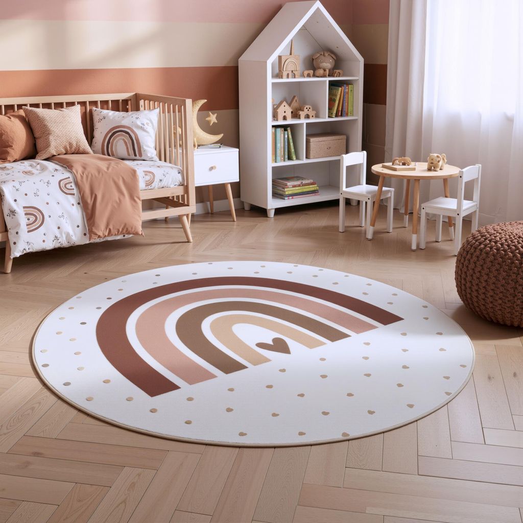 Homebyhome Detský koberec „Dúha“ – hrací koberec, okrúhly, Obrázok produktu 