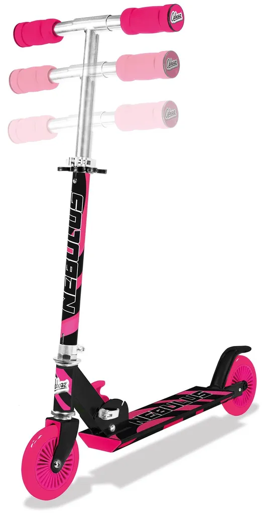 Patins à deux roues pour enfants coloris noir et rose avec roues LED