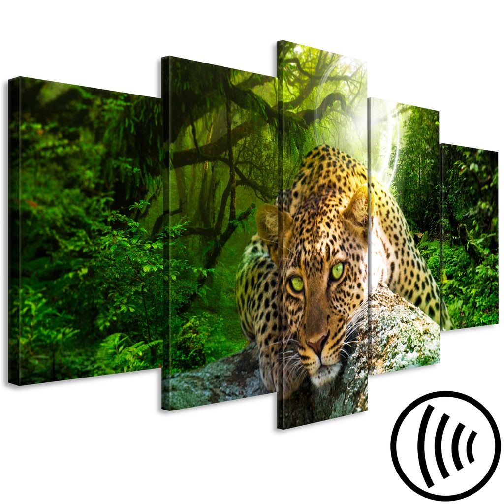 Akustikbild Leopard 200x100 cm Bilder Akustikschaum Hochleistungsschallabsorber Schallschutz Leinwand 5 tlg Wandbild Raumakustik Schalldämmung Wal...