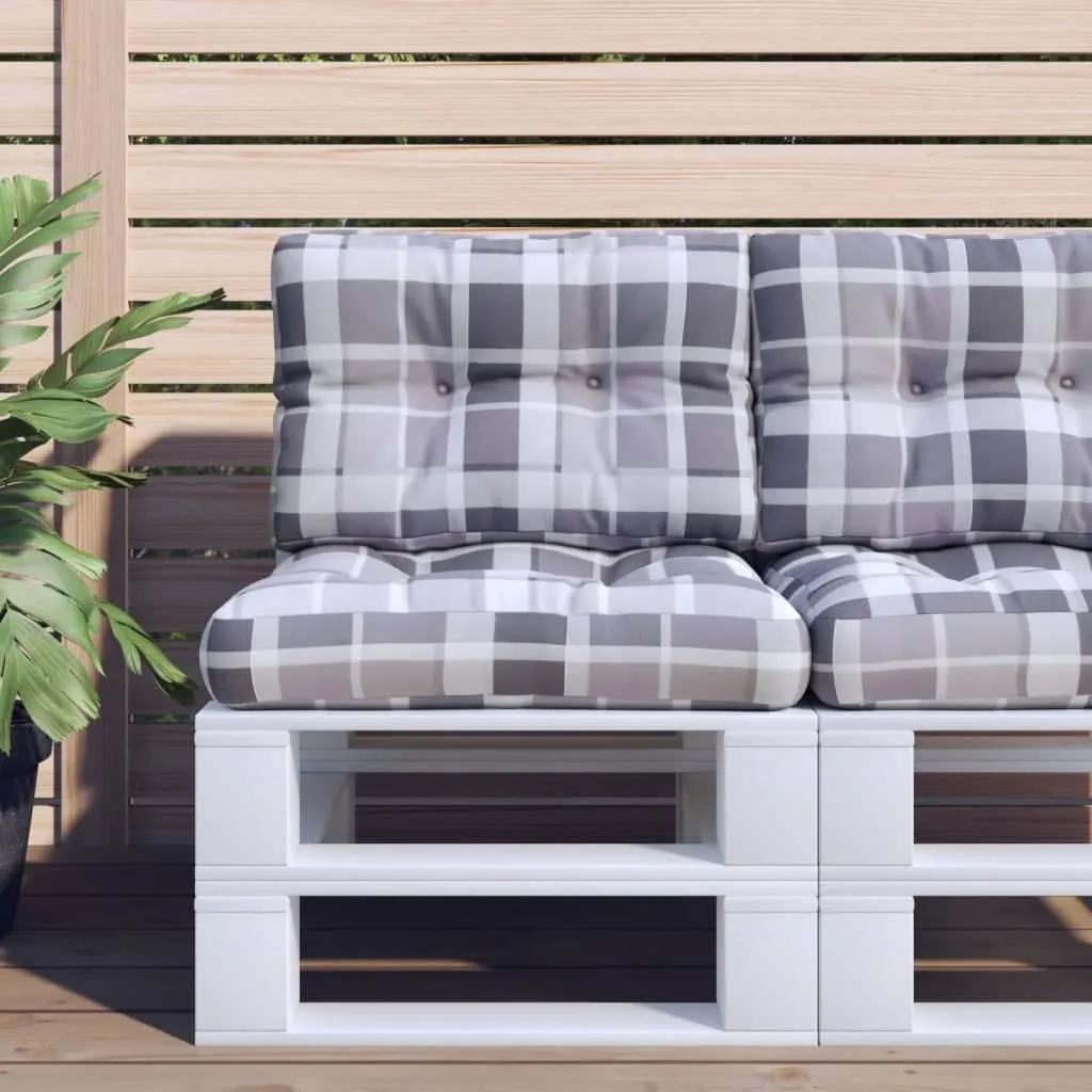 Cuscini per Pallet 2 Pezzi Grigio a Quadri | Set Arredo Giardino 2025 - 1