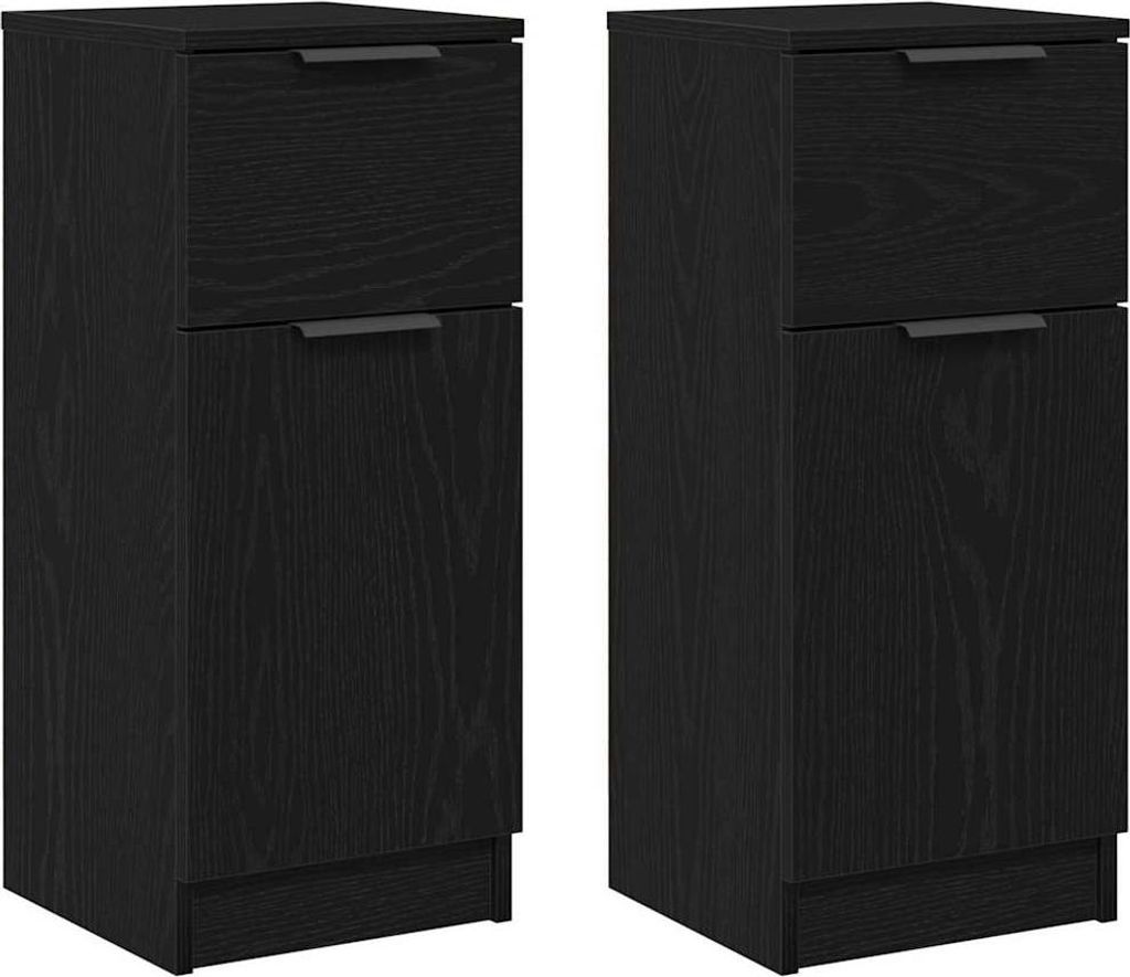 Sideboard 2 pcs Schwarz Eichen-Optik 30 x 30 x 70 cm