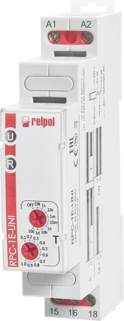 Relais temporisé 1 CO 16A Relpol 863193 250VCA - Idéal rail DIN