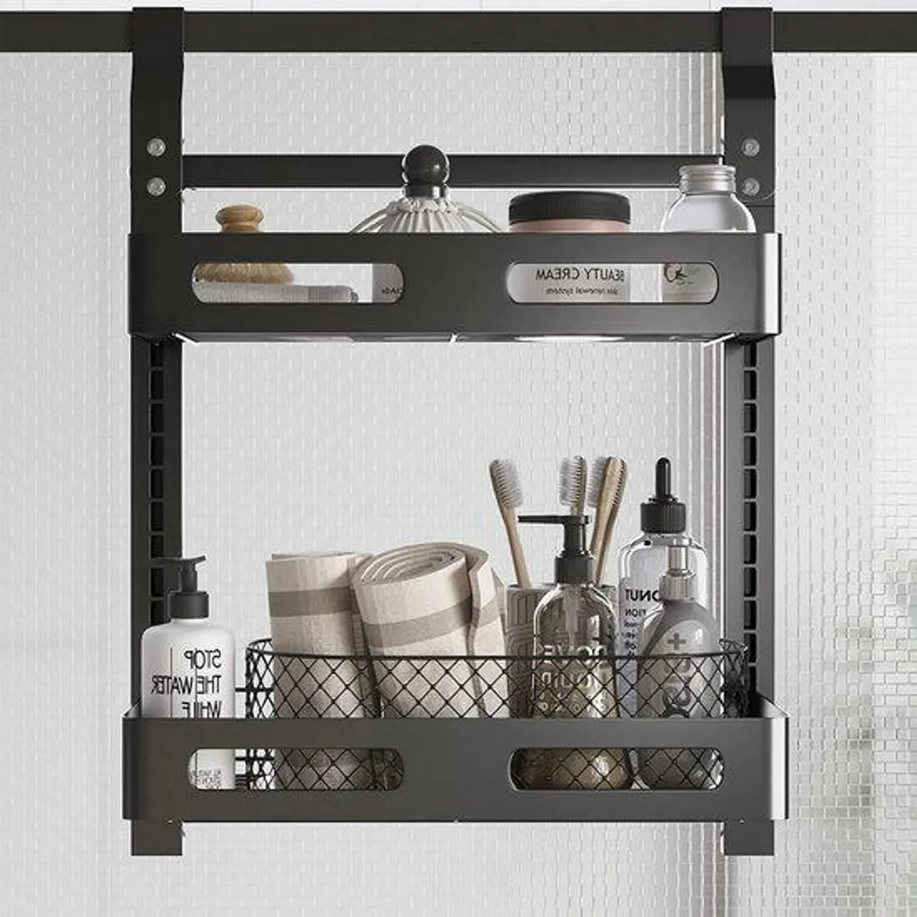 Gagnez de la place sans percer avec cette barre de porte double en acier noir