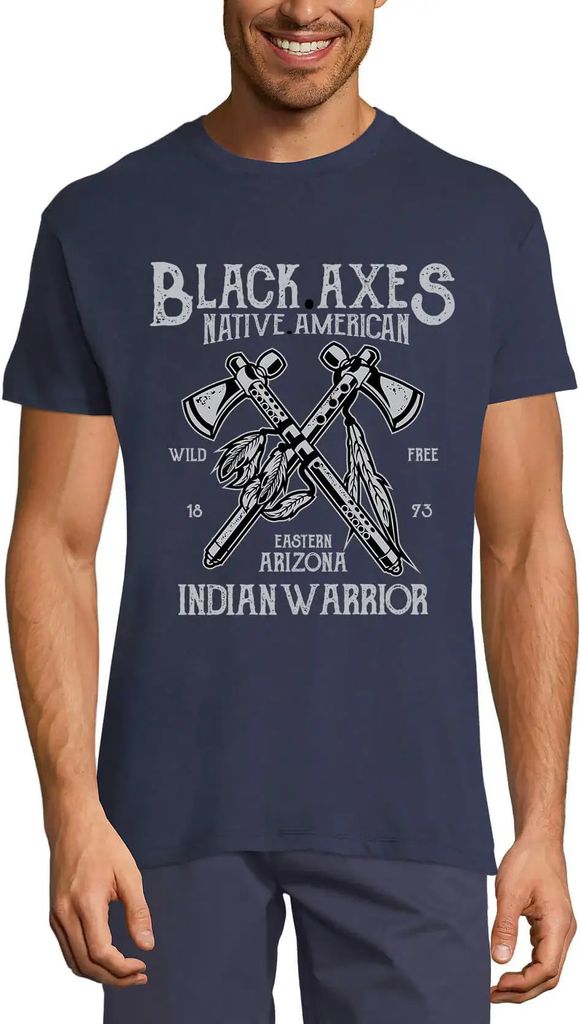 Herren Grafik T-Shirt Schwarze Äxte der amerikanischen Ureinwohner - Indianerkrieger – Native American Black Axes - Indian Warrior