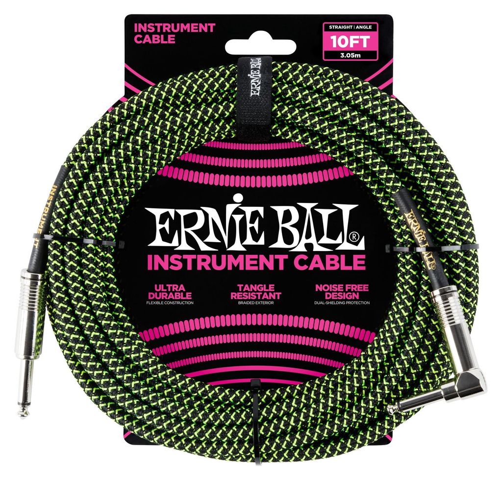 Ernie Ball EB6077 Instrumentenkabel, 3m, schwarz/grün Produktbild 