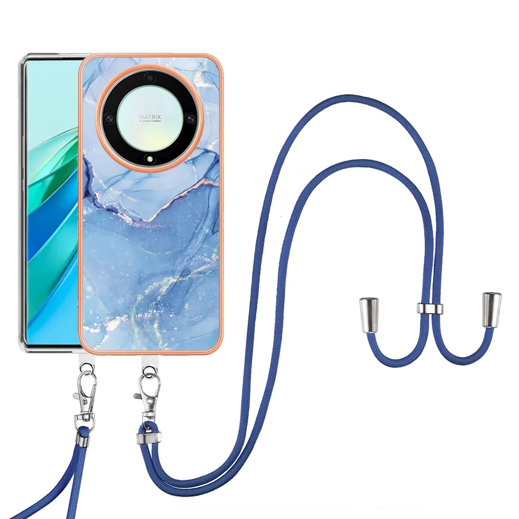 Custodia Tracolla Honor Magic5 Lite - Blu Fashion con Bumper TPU