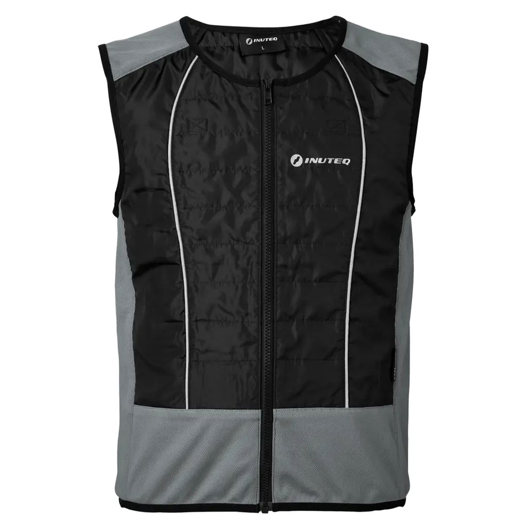 INUTEQ Bodycool Hybrid - 2 in 1 Kühlweste - Funktioniert mit Wasser - Leicht - Bis zu 8 Stunden Kühlung - Anthrazit / Schwarz - Größe M