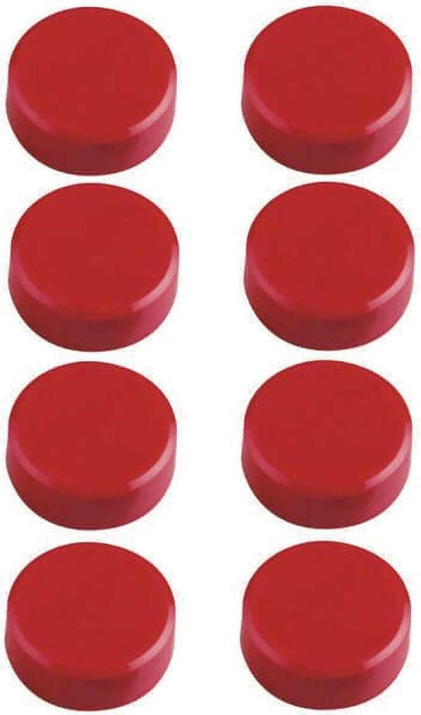 MAUL Magnet MAULpro rund 8 Stück 0,17 kg Kunststoff Ferrit bruchsicher erodiert lackiert Ø 1.5 x 0.75 cm rot