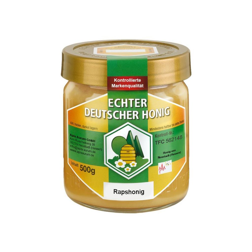 Rapshonig - Echter Deutscher Honig - 1x500g vom Imker aus Neustadt (Hessen)