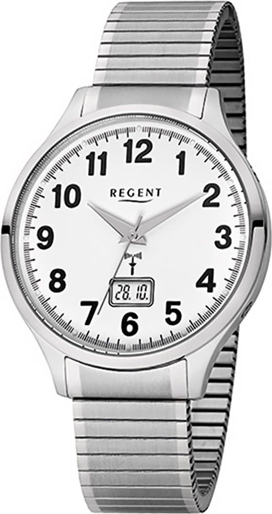 Regent Edelstahl Herren Uhr FR-211 Funkuhr Armband silber D2URFR211