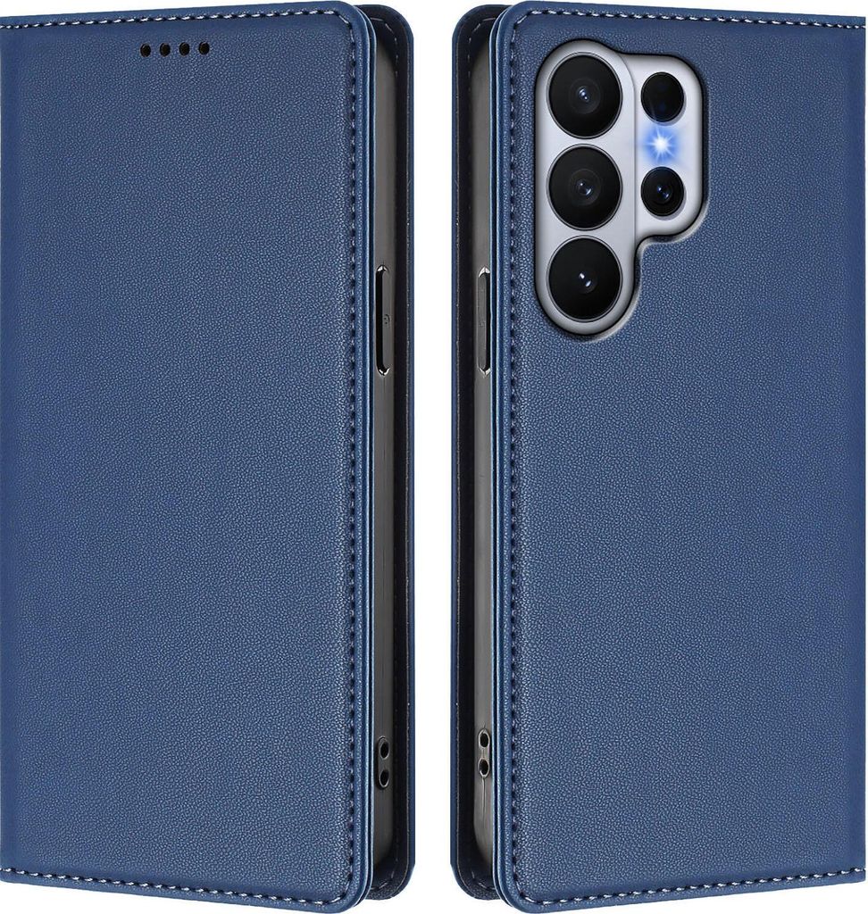 Handyhülle für Samsung Galaxy S26 Ultra, Kunstleder Klapphülle Stoßfeste Magnetische Hülle mit Ständer Dunkelblau