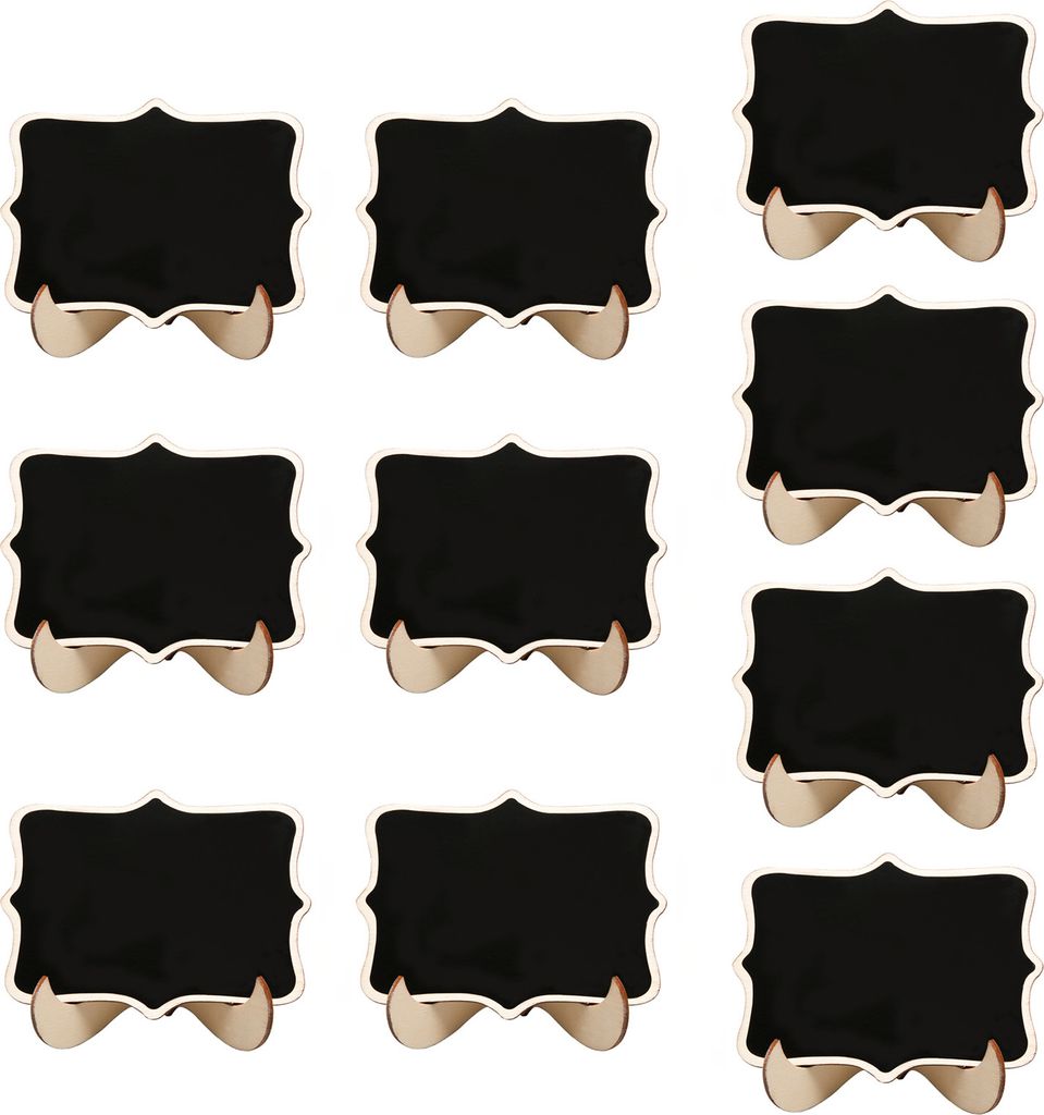 10 Stück Mini-Kreidetafel-Schilder mit Ständer, hölzerne Desktop-Tafel, wiederverwendbar, einseitig, kleine Nachrichtentafel, Hochzeitsfeier-Eve...