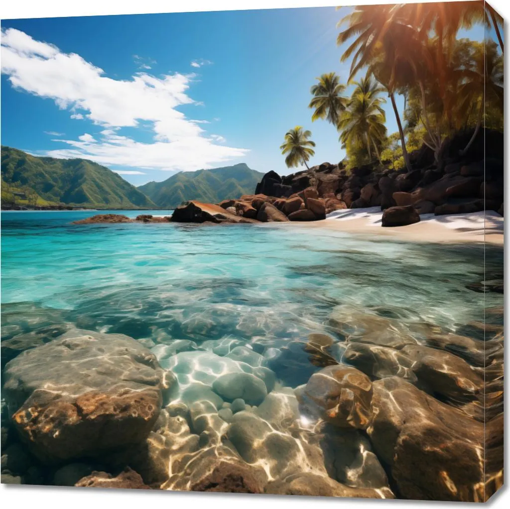 Image 70x70 cm Paradis Isolé - Habiller un Mur Vide avec Style et Éclat