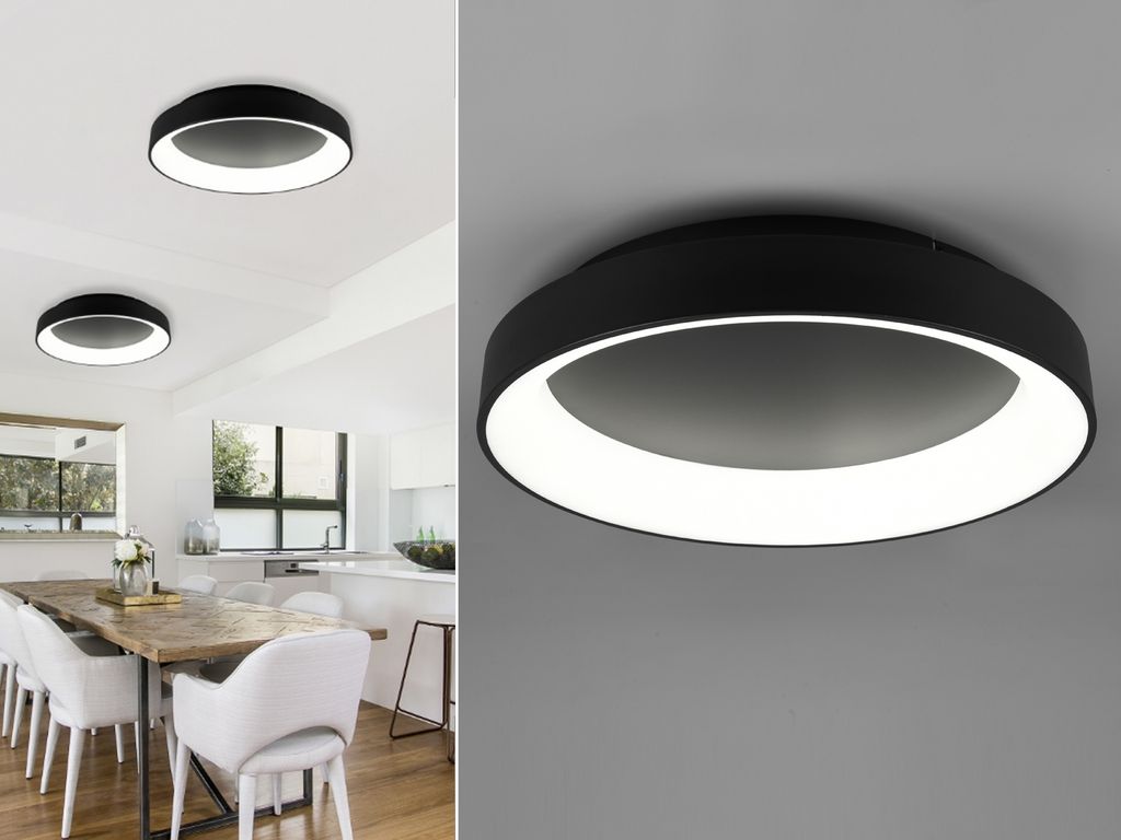 Trio LED Deckenleuchte Girona in Schwarz-matt 48W 5600lm