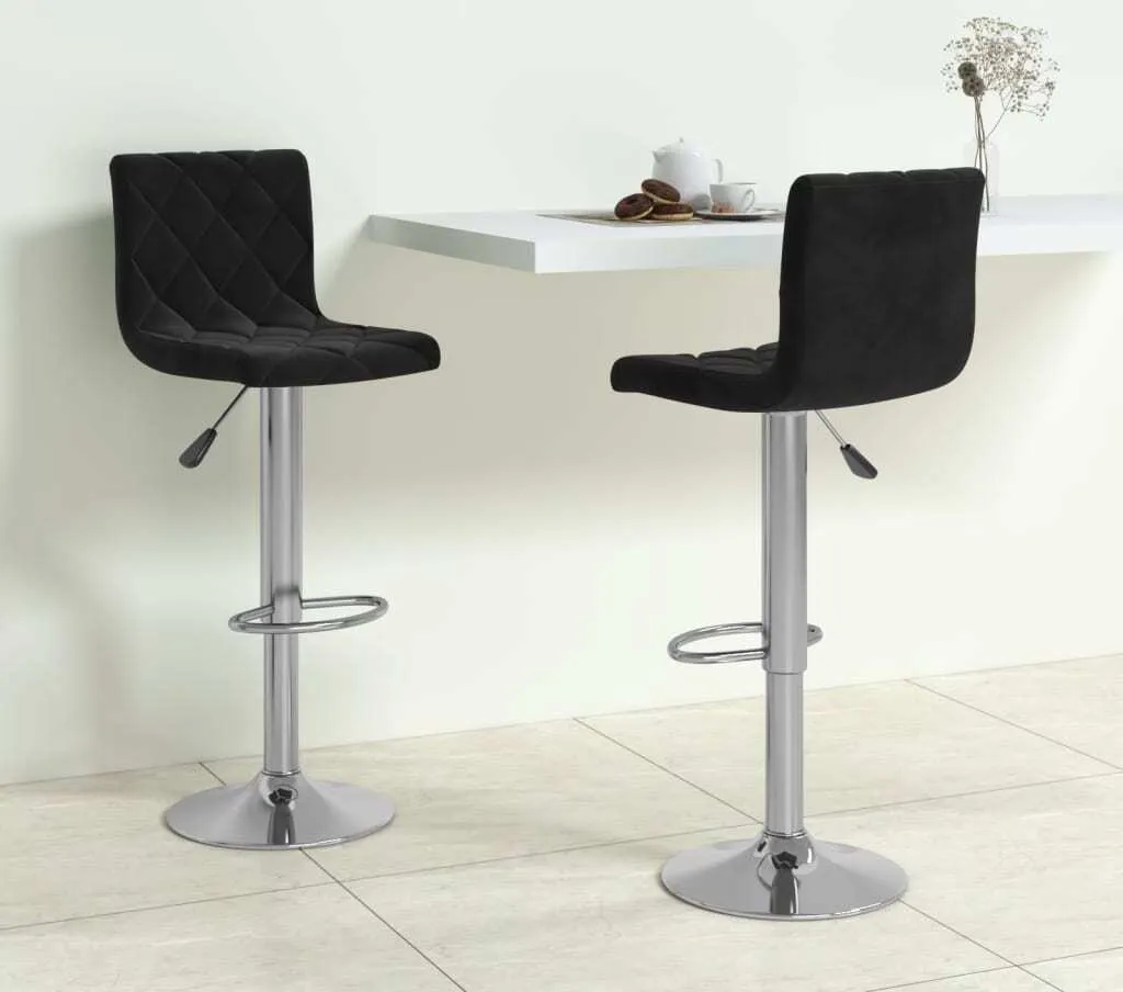 Set 2 Sgabelli Design in Velluto Nero | Arredo Bar The Living Store