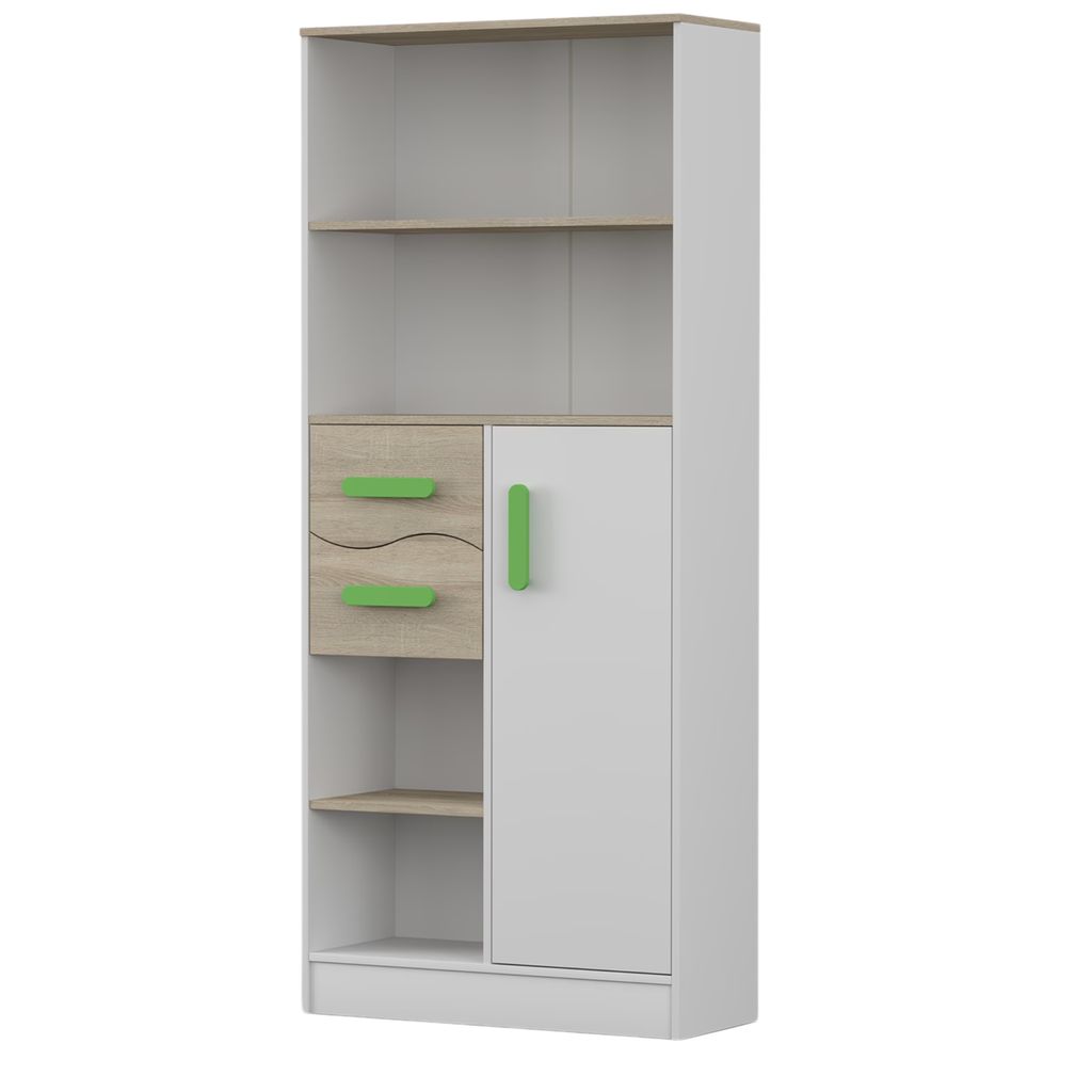 Regál Dětský regál Knihovna 80cm Bílá/bílá se zelenými Obrázek produktu 