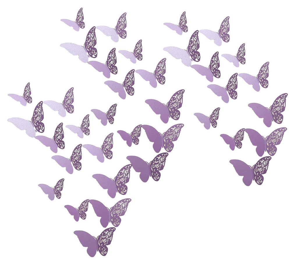 36 Stück 3D-Schmetterlings-Wanddekoration, hohle Flügel aus Papier, Schmetterlingsform-Aufkleber für Zuhause, Büro, Wohnzimmer, Schlafzimmer, W...