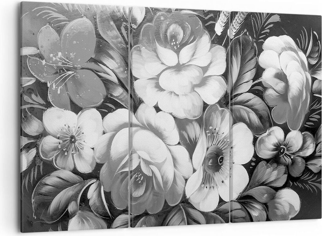 Bild auf Leinwand - Leinwandbild - Blume Blumenstrauß Blatt - 105x70cm - Wand Bild - Wanddeko - Leinwanddruck - Bilder - Kunstdruck - Wanddekorati...