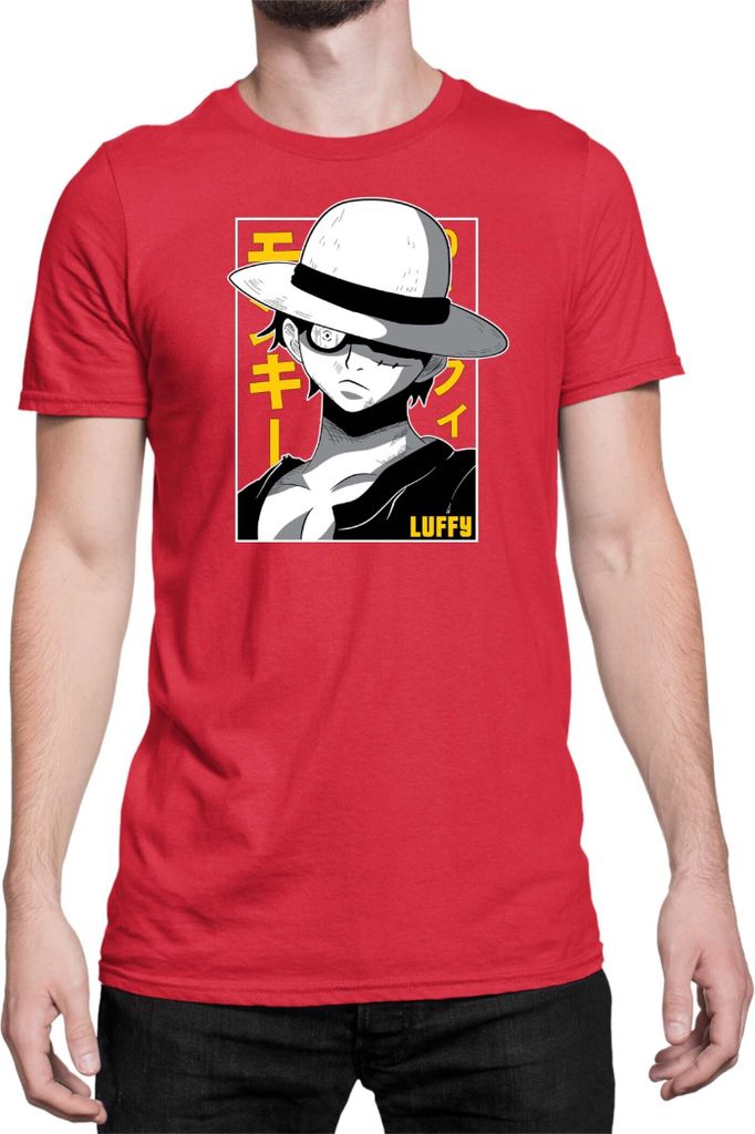 Herren T-Shirt Japan Anime Manga One Manga Piece Anime Luffy 01 Strawhat, Man 2XL / Rot