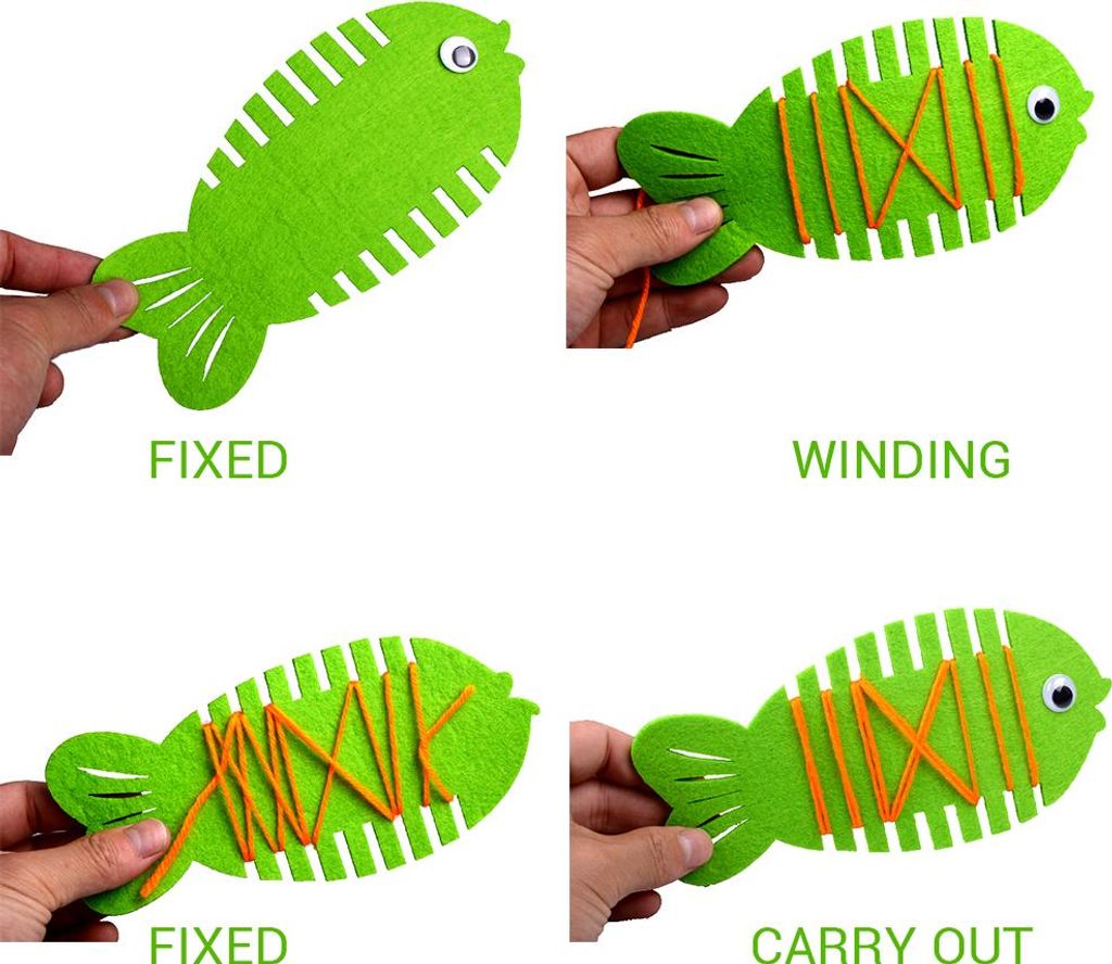 6 Stücke Montessori Schnürung Einfädelspielzeug Weben Fisch Aktivitätsspiel für Baby
