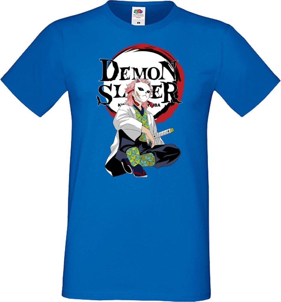 Herren T-Shirt Japan Manga Animation Comics Demon Anime Slayer Sabito Var-022 Sabito, Man 2XL / Blau